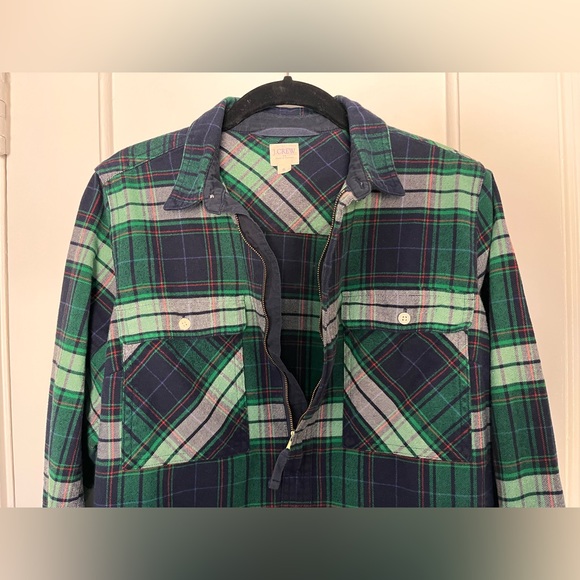 ❌SOLD J.Crew half zip pullover flannel shirt jacket - Picture 2 of 6